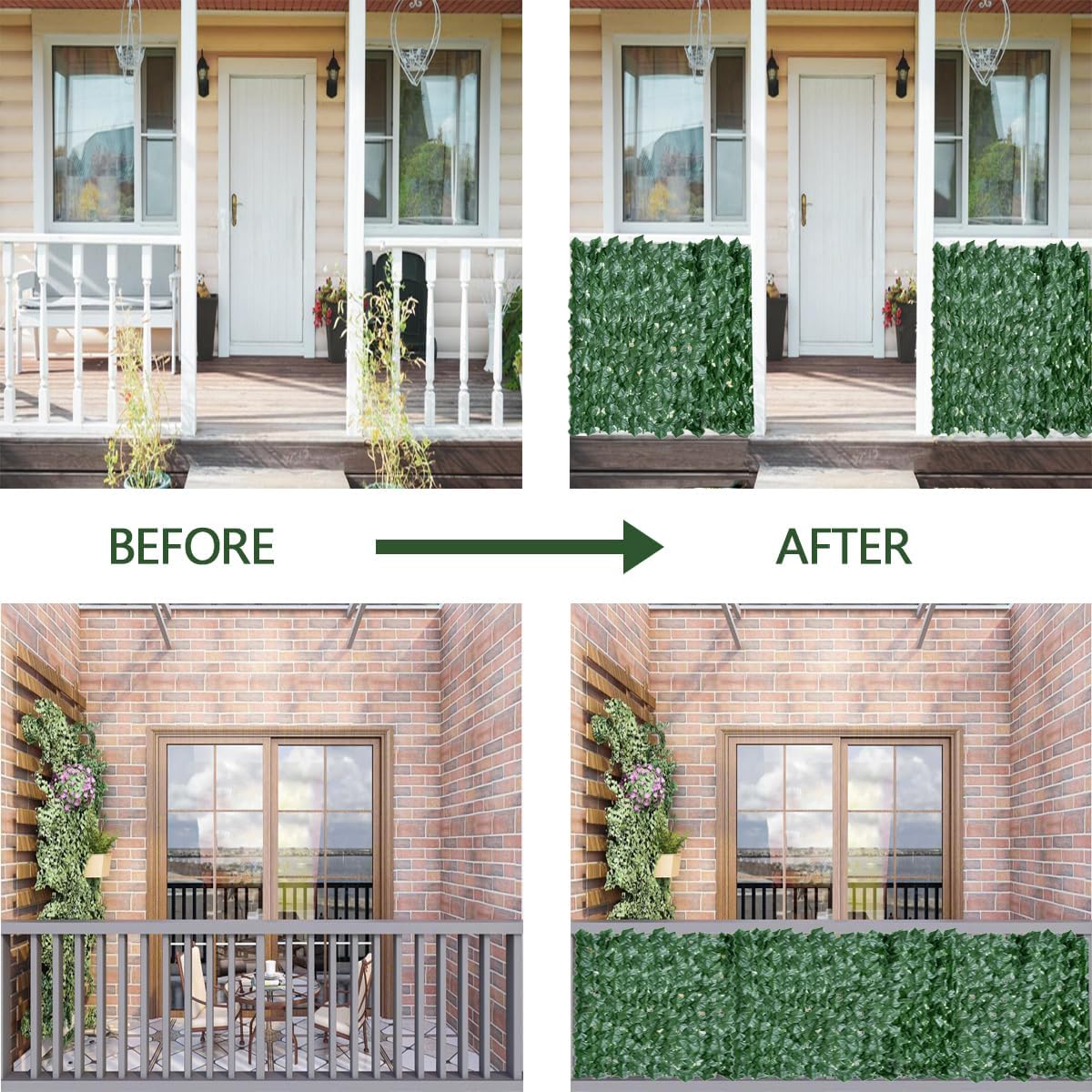 Detalle de Decorative Artificial Ivy Fence Screening 0.5m x 6m (2pcs - 0.5m x 3m) Garden Fence Faux Leaf Hedge