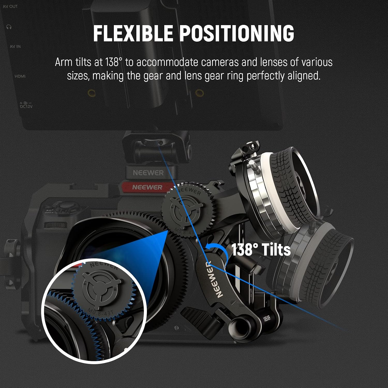 Detalle 2 de NEEWER PG001 Mini Follow Focus with A/B Stops and 15 mm Rod Clamp