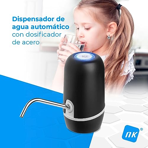 Thumbnail 1 de NK dispensador de agua automático con carga USB y dosificador de acero (agua fría) negro