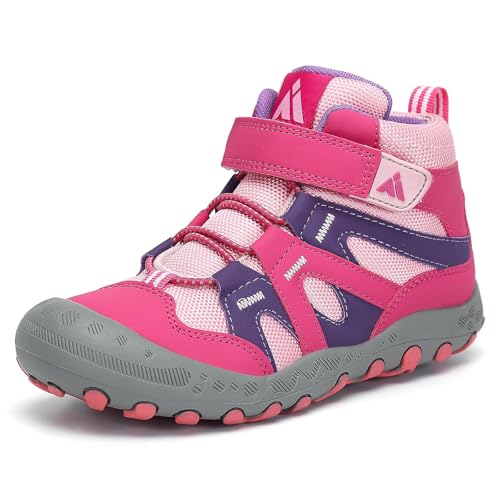 Detalle de Mishansha Mädchen-Wanderschuhe, Gr. 31, Rosa mit Klettverschluss und TPR-Sohle