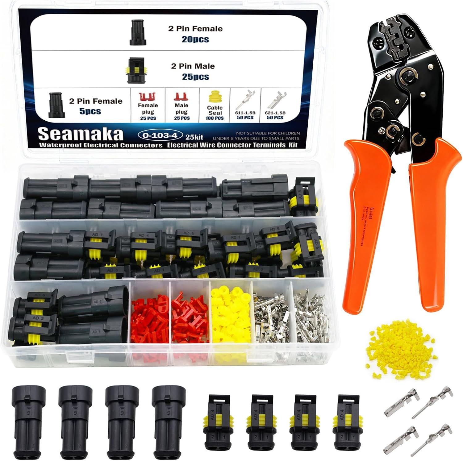 Detalle de Seamaka 2-Pin Automotive Connector Kit, 22-16 AWG