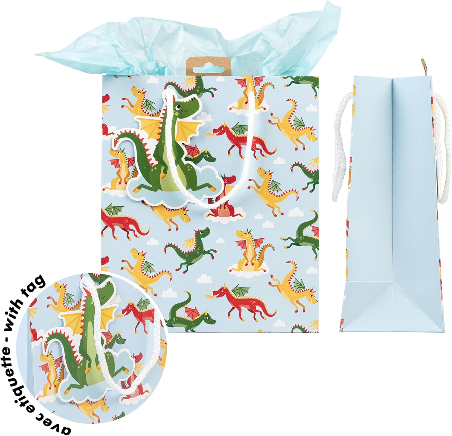 Thumbnail 3 de Eurowrap 32475-3Cpack — Lot de 6 sacs cadeaux enfants Dragons, formats moyens 21,5 x 10,2 x 25,3 cm