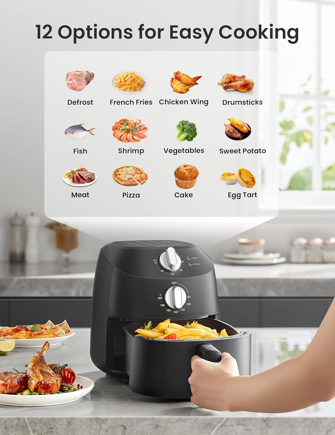 Thumbnail 2 de Midea Compact 2L Air Fryer (12 preset menus) with adjustable timer and 80–200°C control