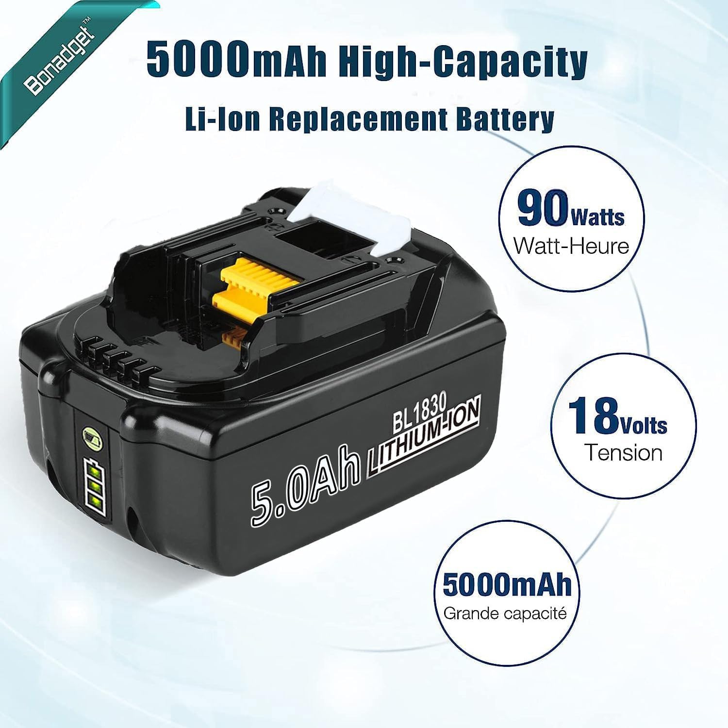 Detalle 2 de Bonadget 18V 5,0Ah accu's met DC18RD 6A-duallader