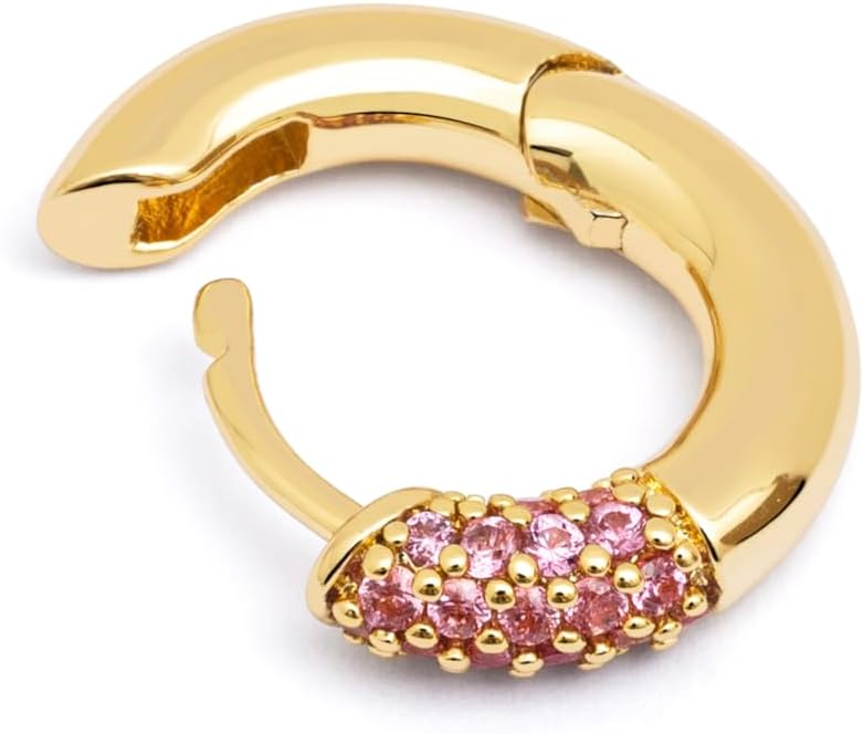 Detalle de SINGULARU Pendiente Aro Alma Pink, baño 18 kt