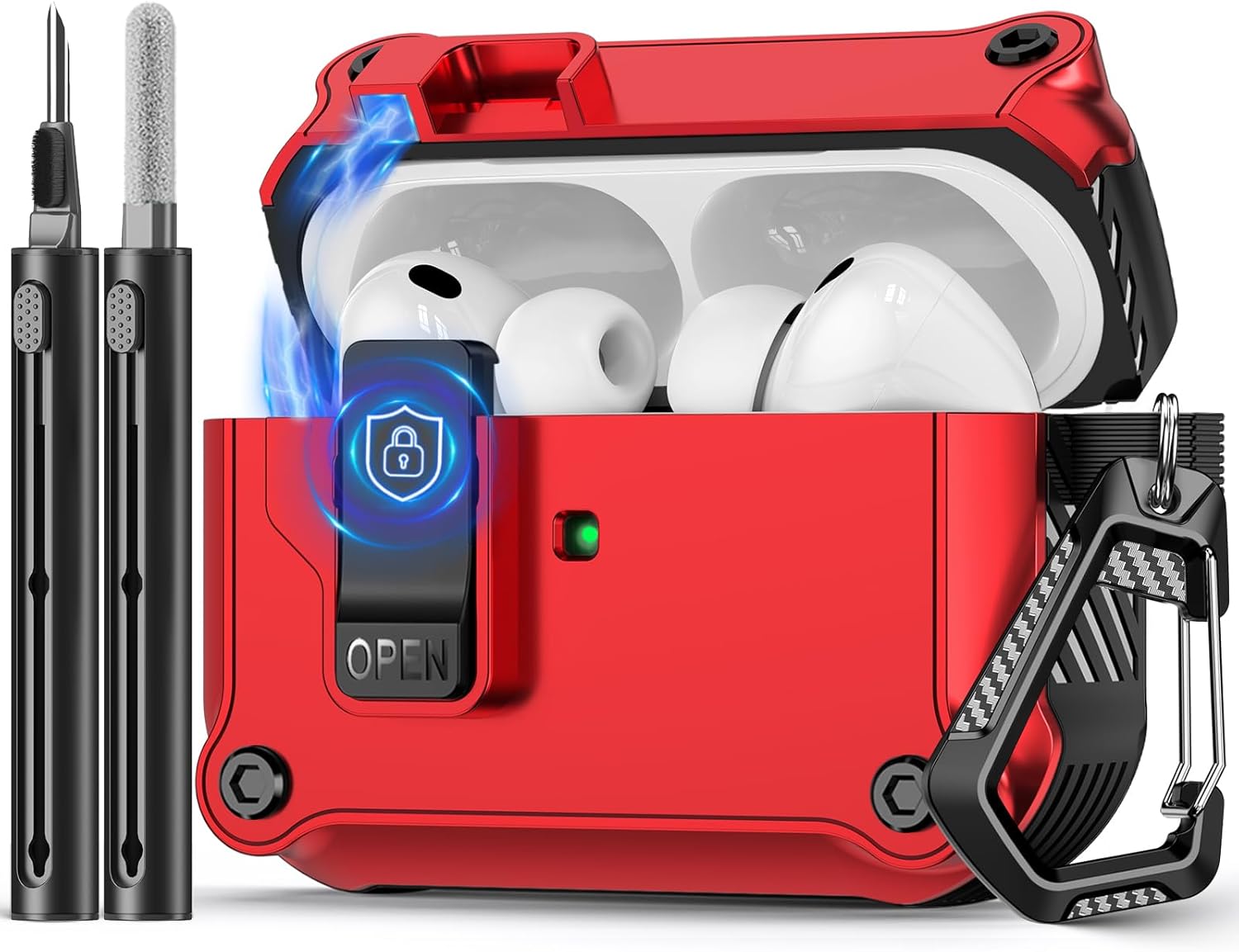 Thumbnail 6 de Pohgelan Compatible AirPods Pro 2/1 Case with Magnetic Automatic Lock & Cleaning Kit (Black)