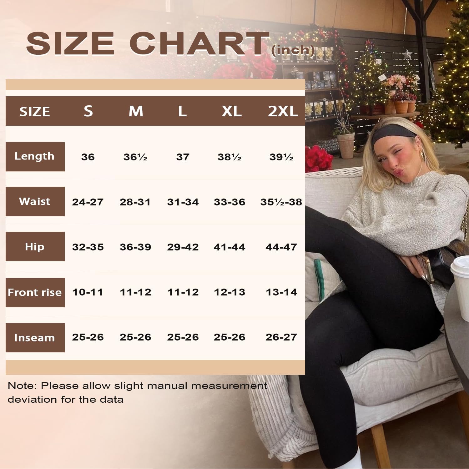 Detalle de CTHH Fleece-Lined High-Waisted Thermal Leggings for Women