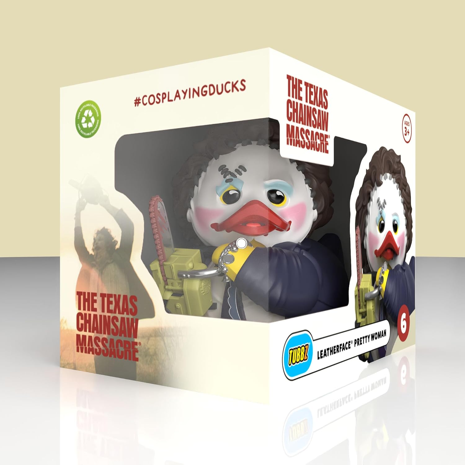 Detalle 2 de TUBBZ Box Horror – Leatherface Pretty Woman Cosplaying-Entenfigur (Texas Chainsaw Massacre)