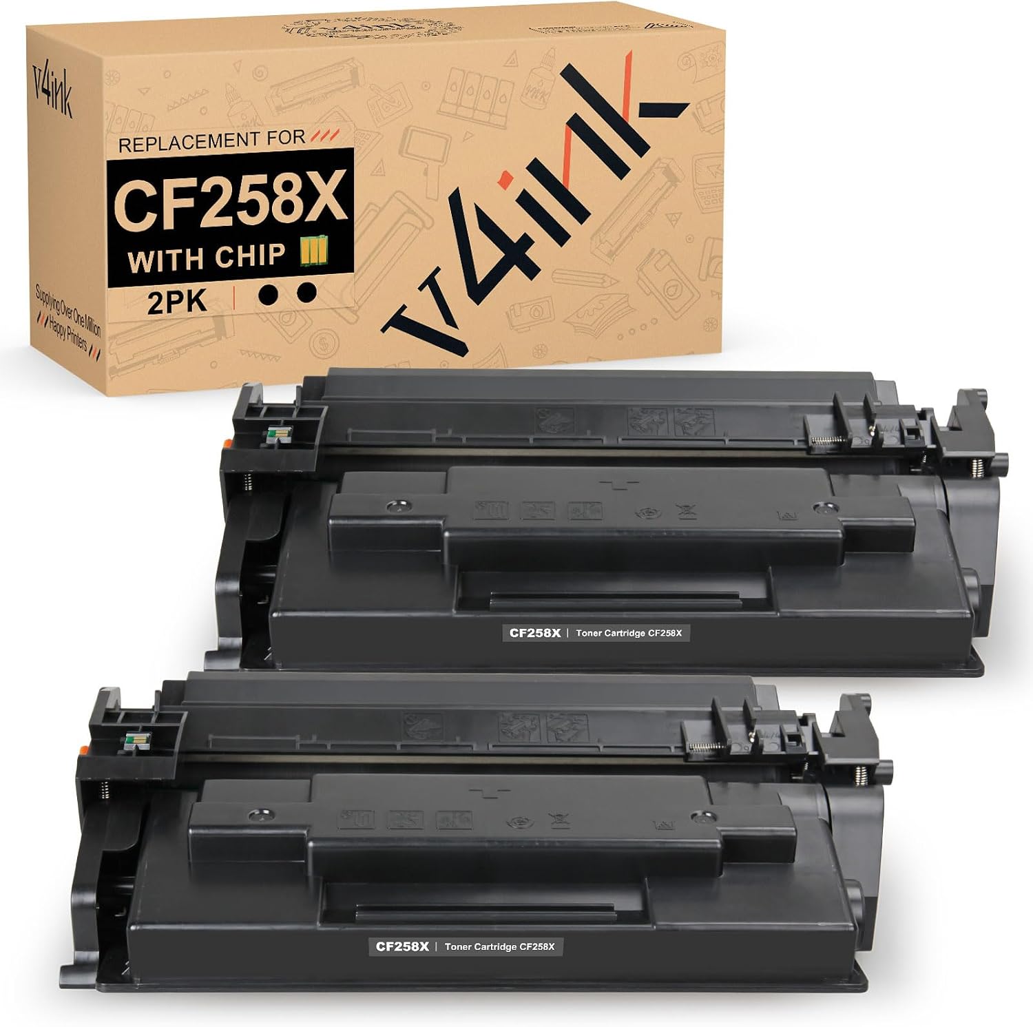 Detalle de v4ink CF258X Black Toner Cartridge 2-Pack with Chip, 20,000 Pages