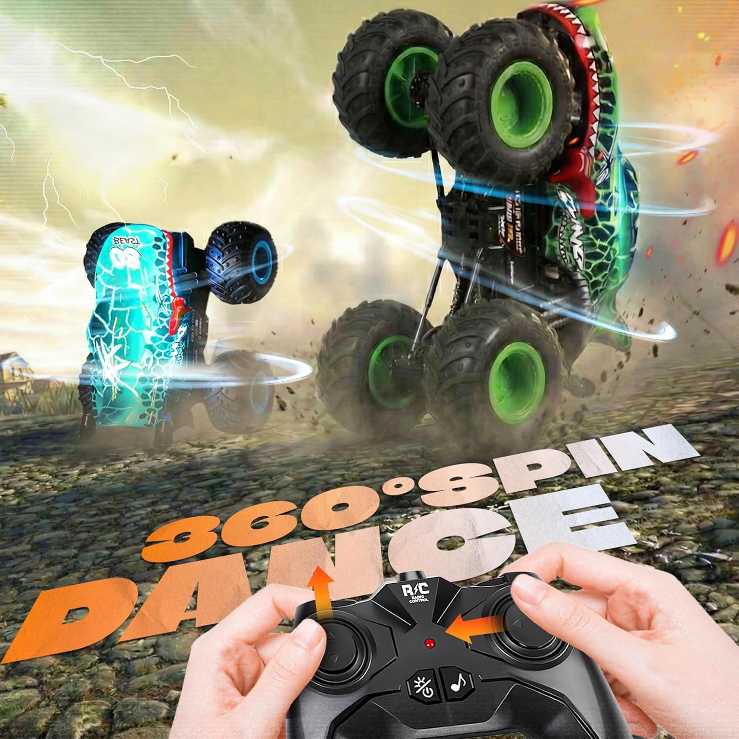 Thumbnail 1 de BEZGAR MonsterTruck Toys — Monster Truck RC Car with Light & Music ( Cyan Blue )
