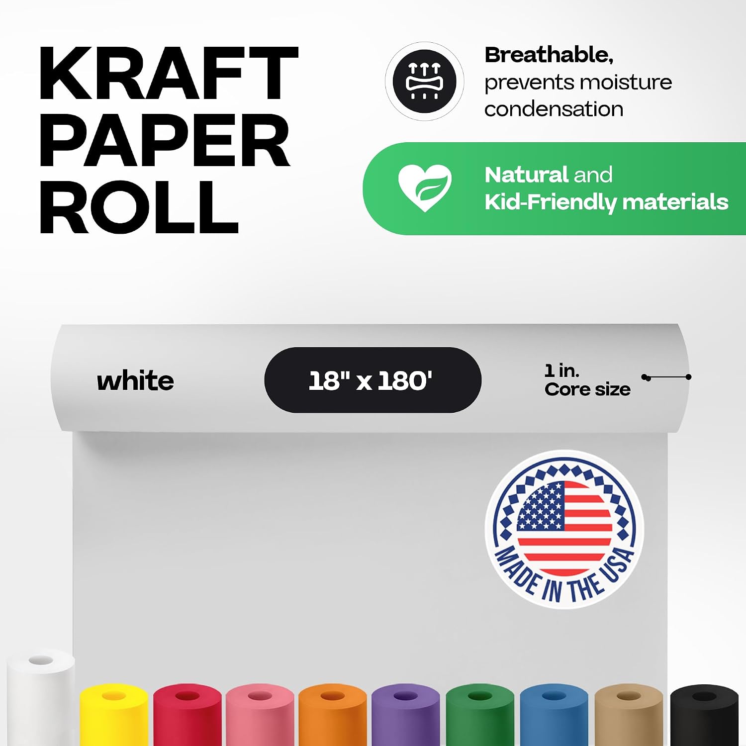 Thumbnail 1 de IDL Packaging White Kraft Paper Roll 18-Inch