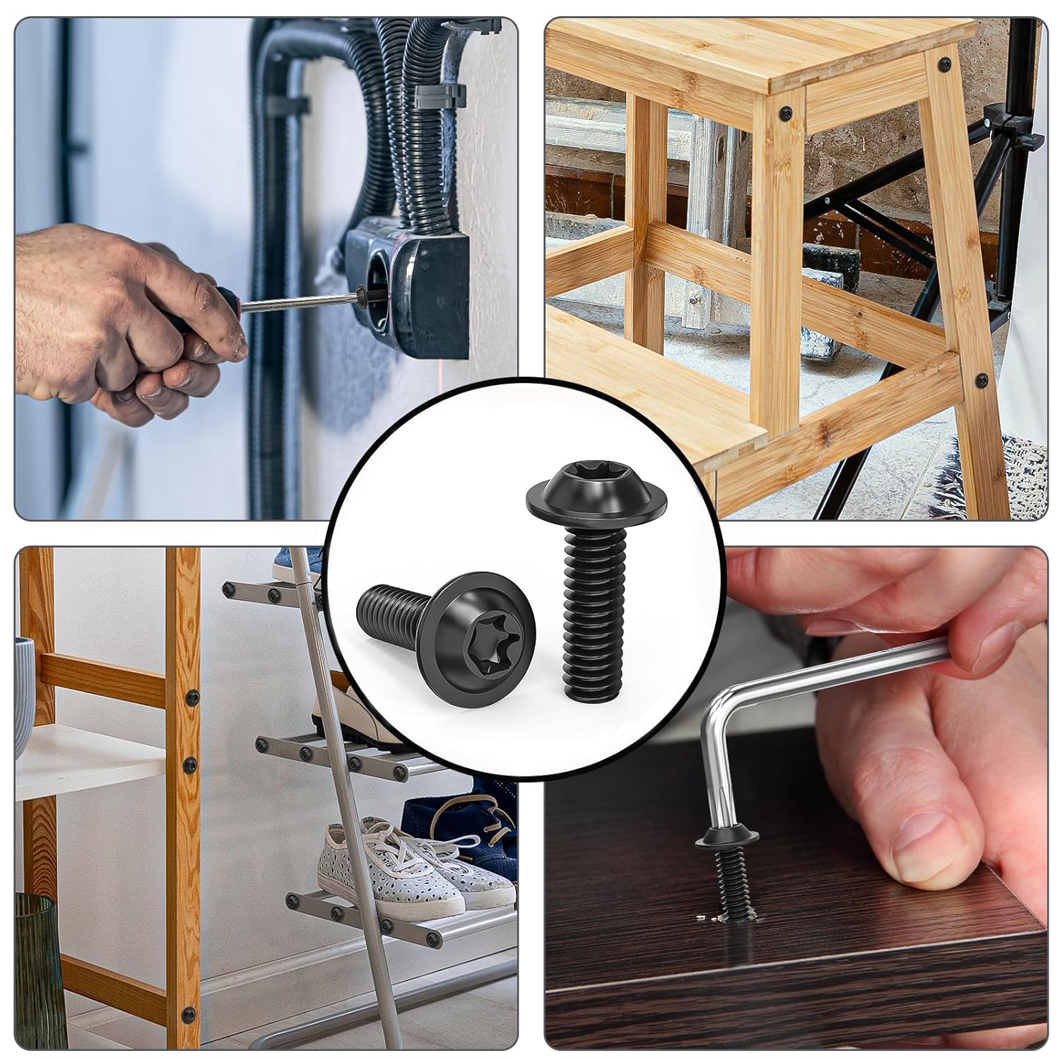 Thumbnail 6 de 30 Stück M4x10mm Linsenkopfschrauben Schwarz – Flansch, Torx, A2 V2A Edelstahl
