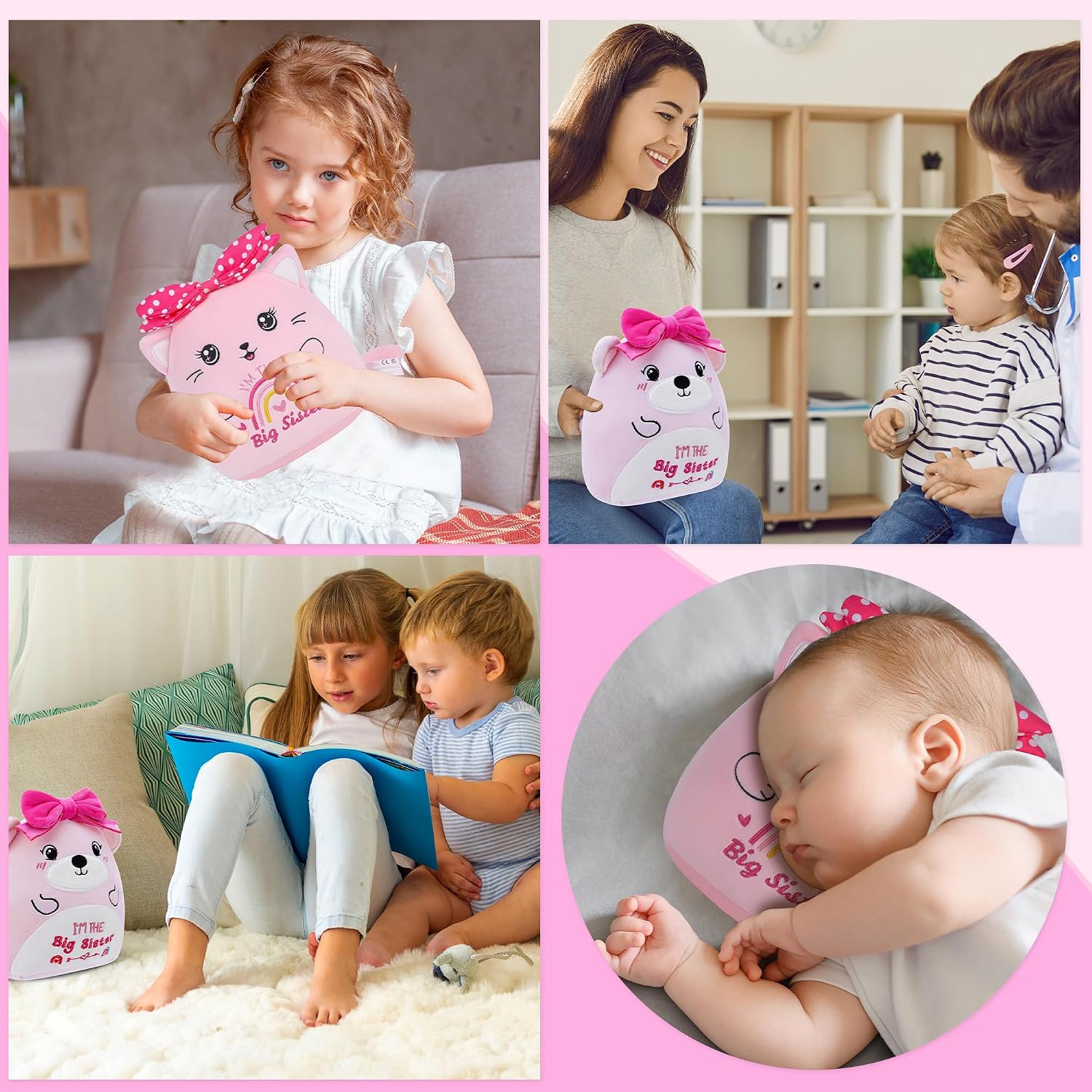 Thumbnail 6 de CozDazz Big Sister Cat Stuffed Animal – 8 Inch Pink Bow Cat Plush