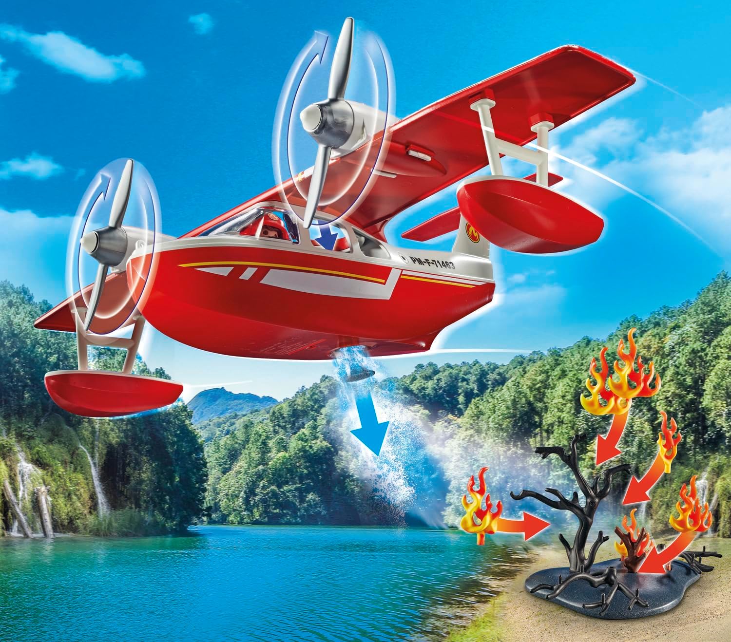 Thumbnail 5 de PLAYMOBIL City Action Feuerwehrflugzeug mit Löschfunktion (71463) – Heldinnen- und Heldenrettung für Kinder ab 4 Jahren