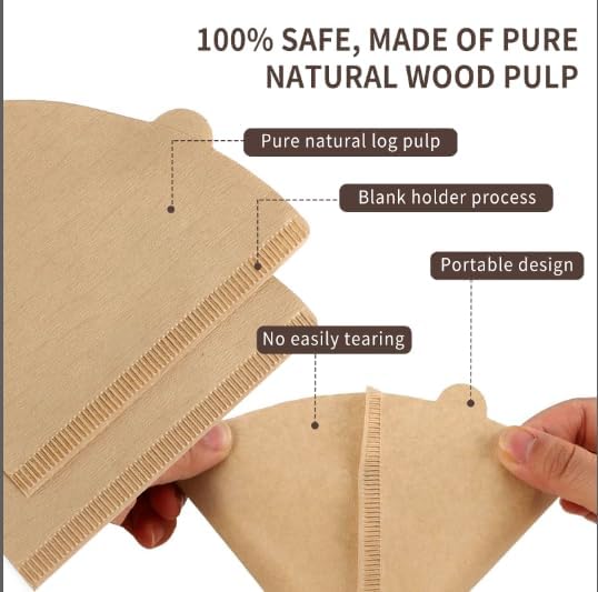 Detalle de PADELE Unbleached Natural Cone Coffee Filters, 200-Count Paper Pack