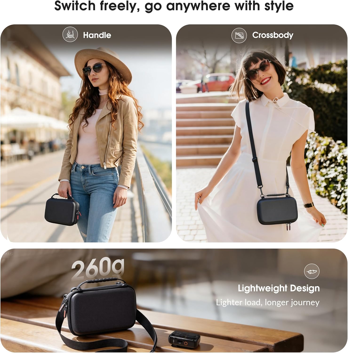 Detalle de STARTRC PHOTO Schutztasche für DJI Osmo Pocket 4 Kreativ Combo – PU Tragetasche mit Stoßschutz und Tragegriff