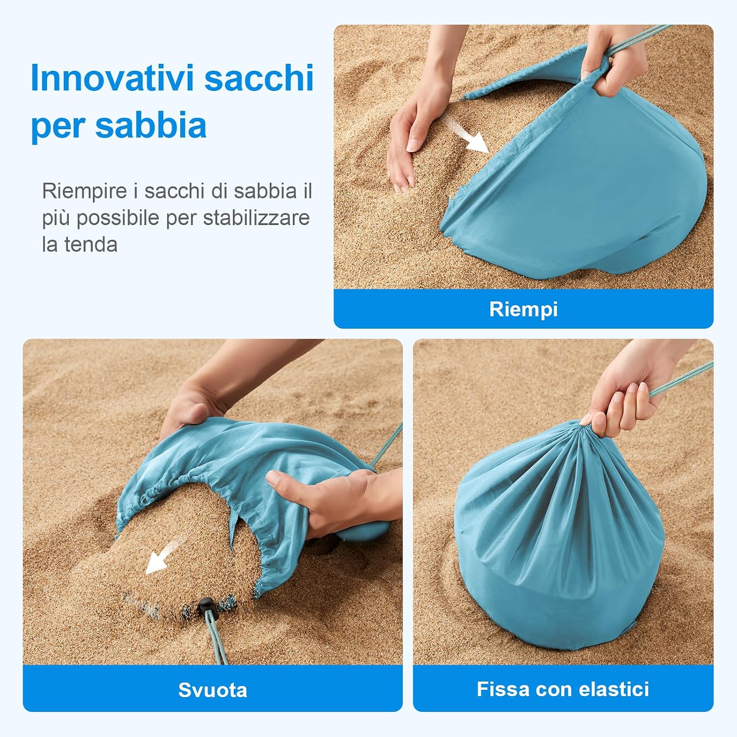 Detalle de WolfWise Tenda da Spiaggia 3x3 m con Protezione UPF50+ e ancoraggio sabbia