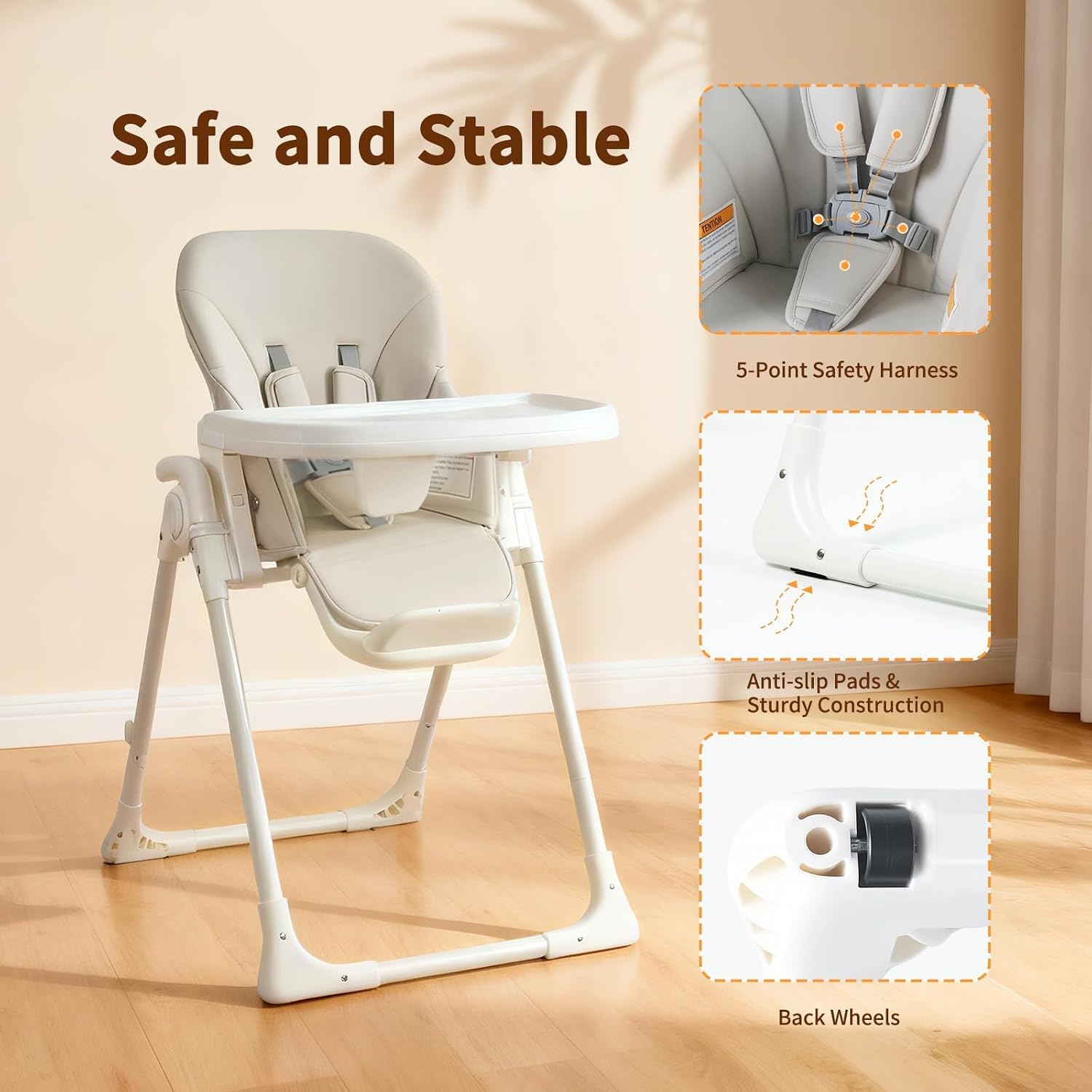 Detalle 2 de Minikins Foldable High Chair, Beige