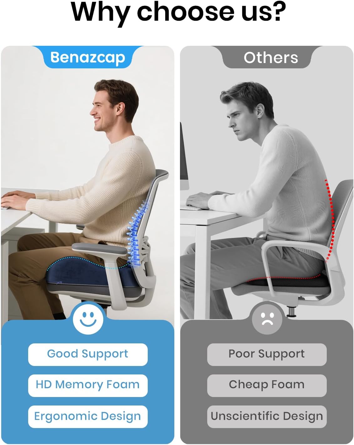 Thumbnail 4 de Benazcap Seat Cushion Memory Foam for Sciatica