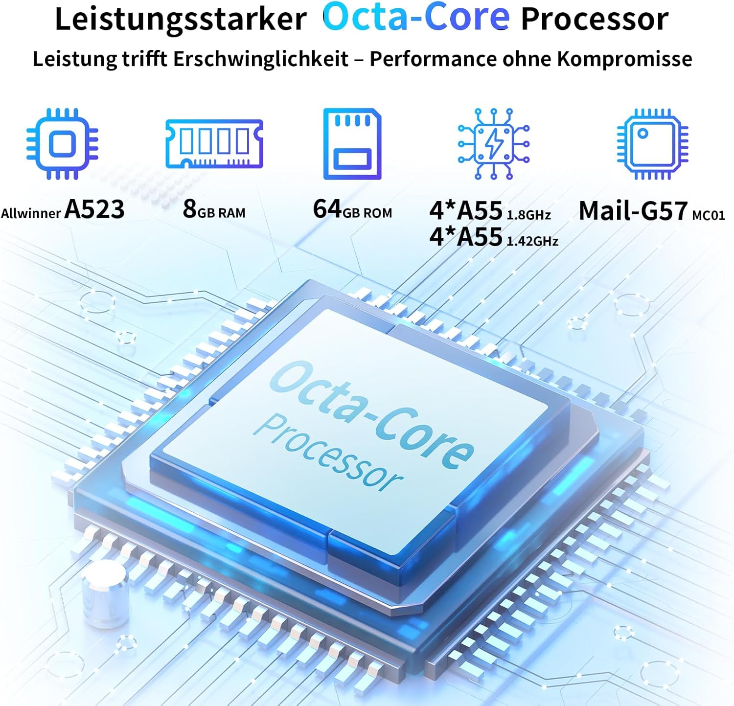 Thumbnail 5 de AWOW Tablet 10 Zoll Android 15 (2026) 8 GB RAM + 64 GB, 7000-mAh, WiFi 6 – mit Schutzhülle & Folie