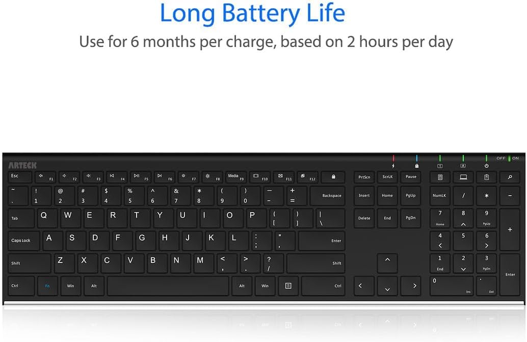 Thumbnail 4 de Arteck Stainless Steel 2.4G Wireless Keyboard