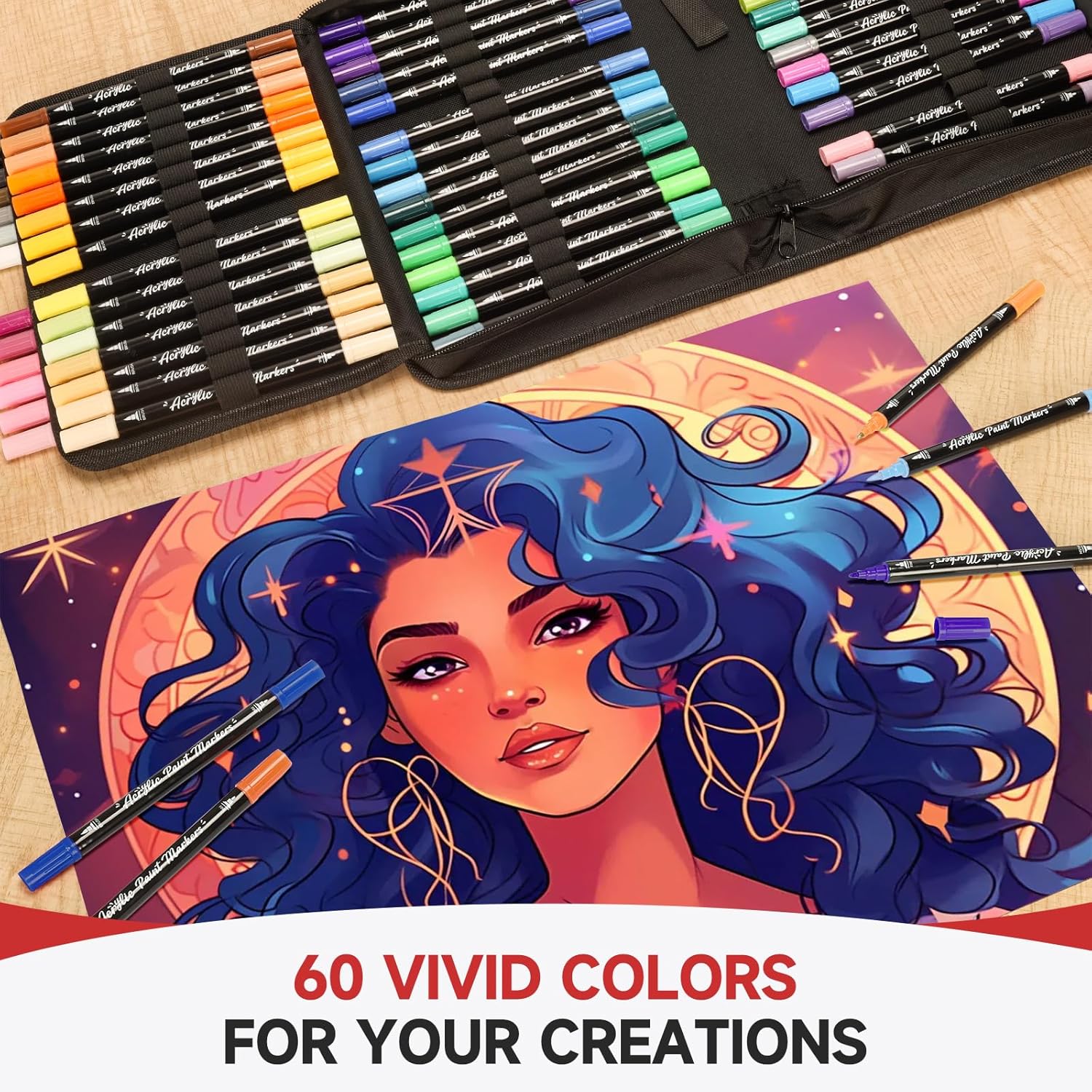 Thumbnail 2 de Acrylic Paint Markers: 120-Color Dual Tip Set for Rock, Glass, Wood, Ceramic and More