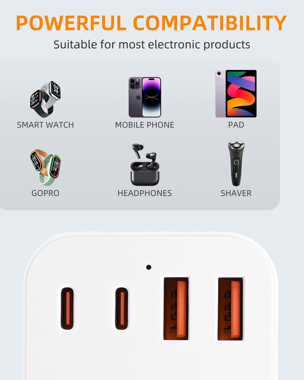 Thumbnail 6 de Adattatore Universale Da Viaggio con USB-C/USB-A e 6 spine rimovibili (G, B, I, C)