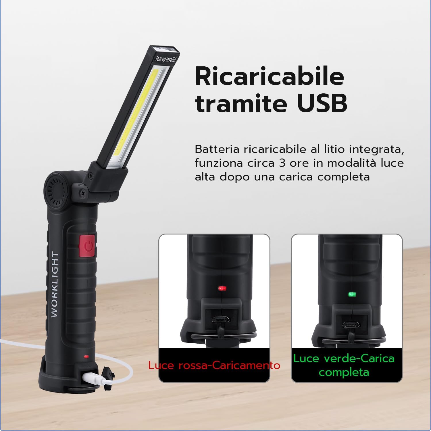 Thumbnail 5 de Wigearss Torcia magnetica ricaricabile LED COB 2 pezzi 🔦