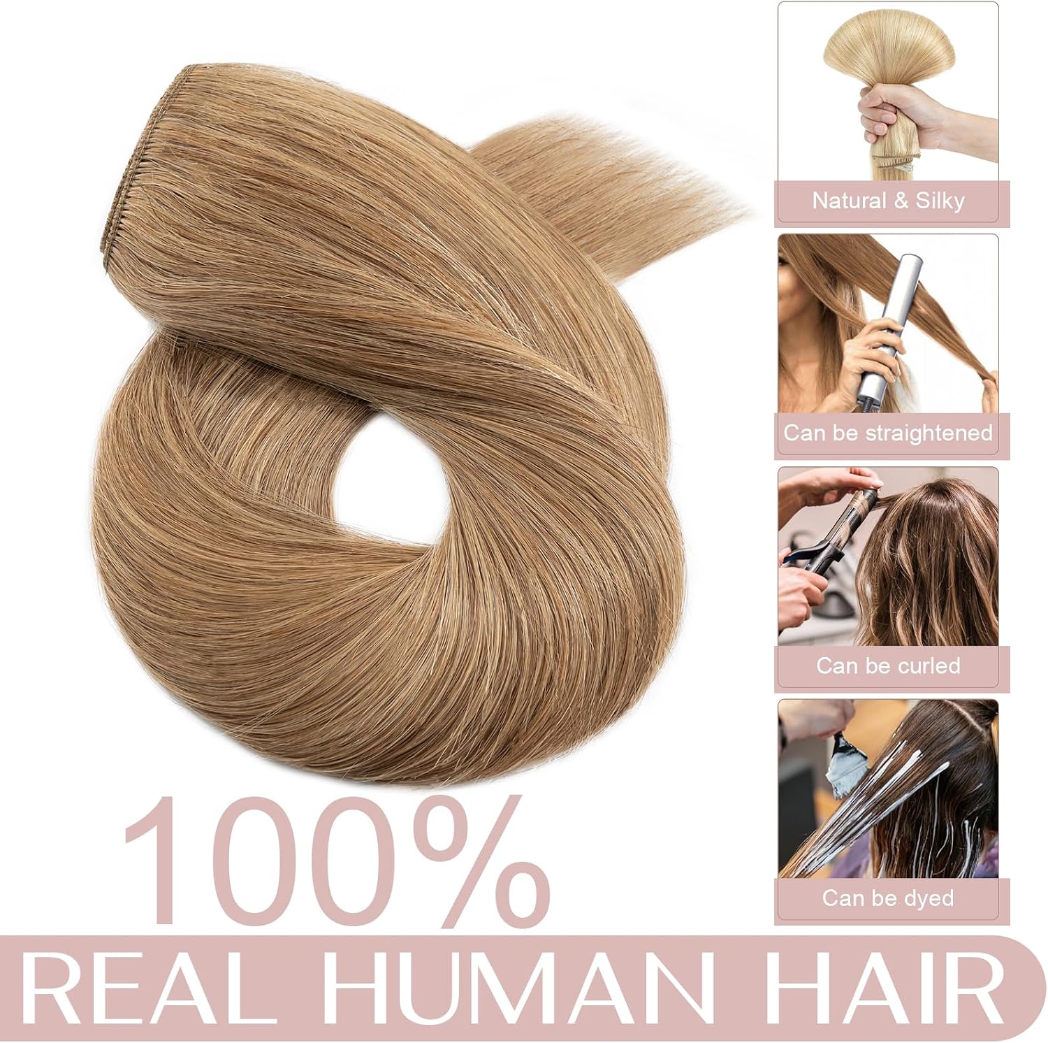 Detalle de SEGO Extension Clip per capelli Veri Folta, 1 ciocca lunga 40 cm in 100% Remy (biondo scuro #27)