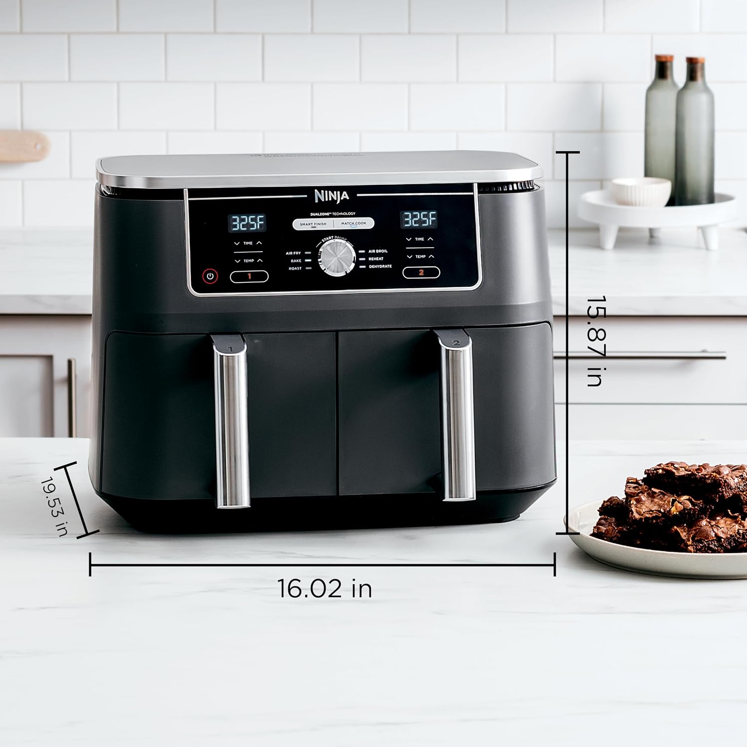 Detalle 2 de Ninja DZ401 Foodi 10 Quart DualZone XL 6-in-1 2-Basket Air Fryer (Grey)