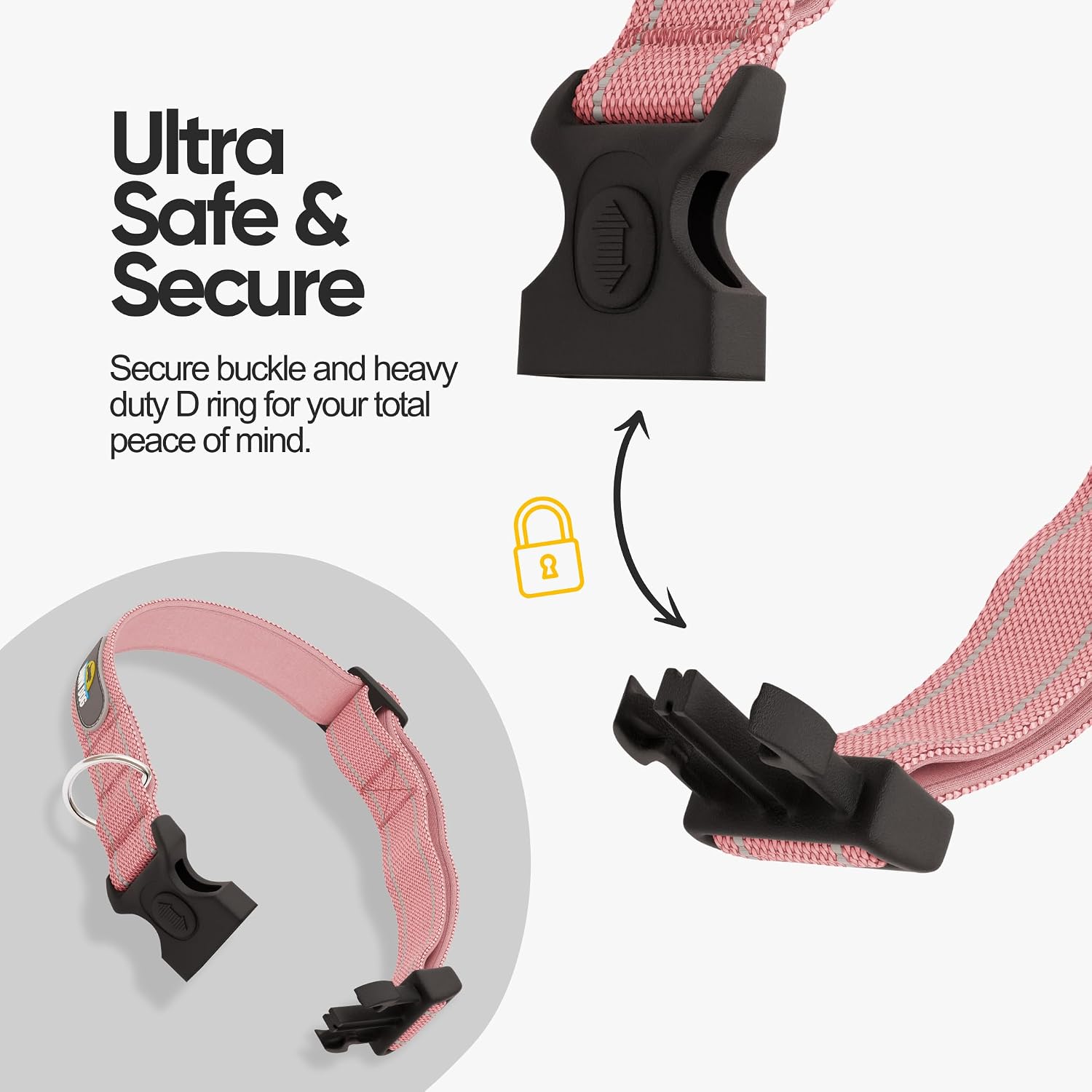 Detalle de Dawn Dog Collar Large - Reflective, Soft & Padded Breathable Nylon Collar