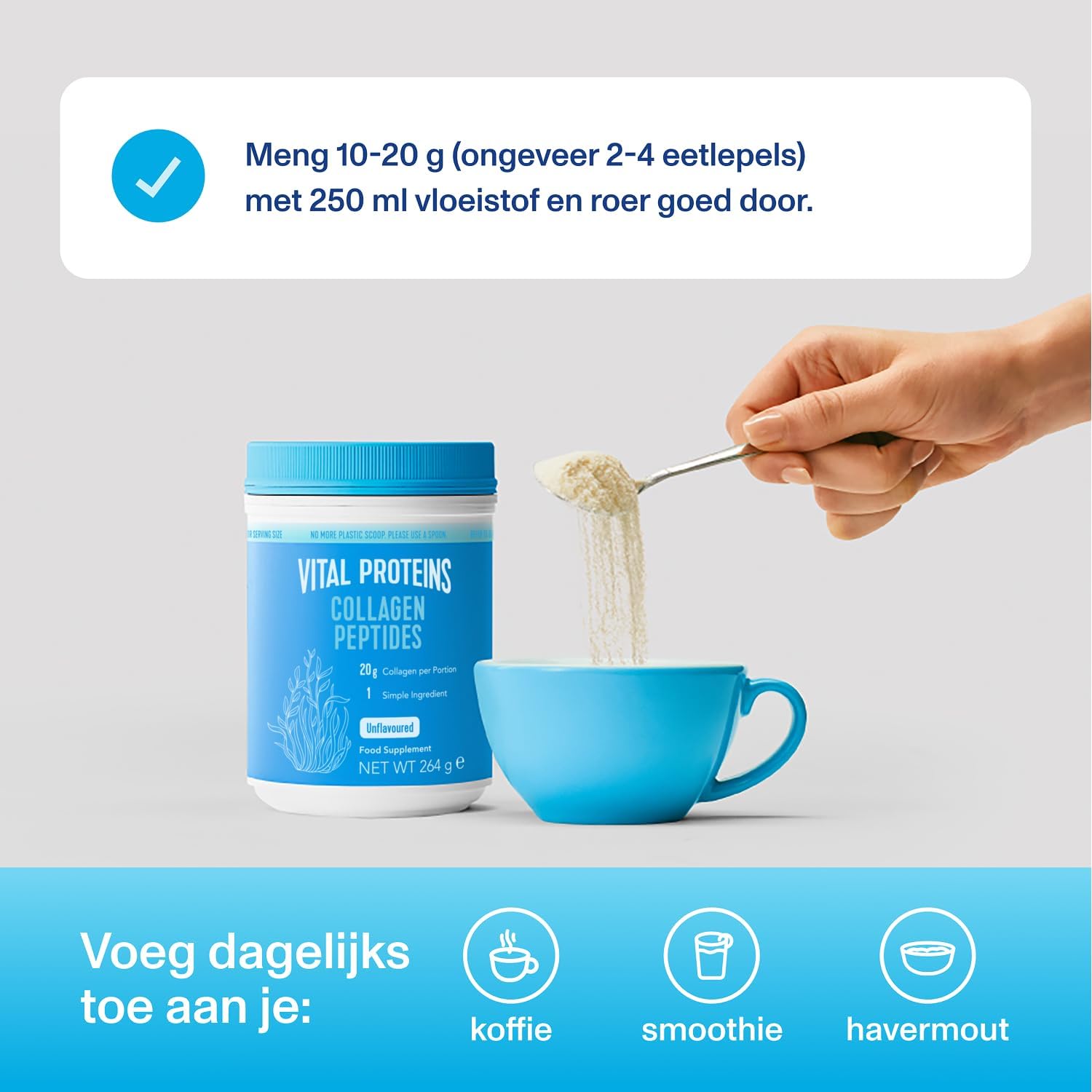 Detalle de Vital Proteins Collageen Peptiden Poeder, 264 g – gehydrolyseerd en ongearomatiseerd