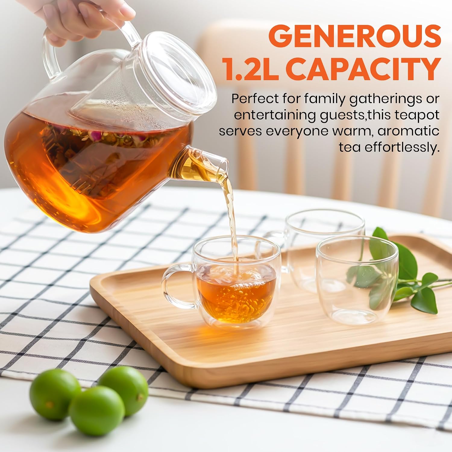 Thumbnail 6 de Dimono 600 ml Hand-Blown Borosilicate Glass Teapot with Removable Filter