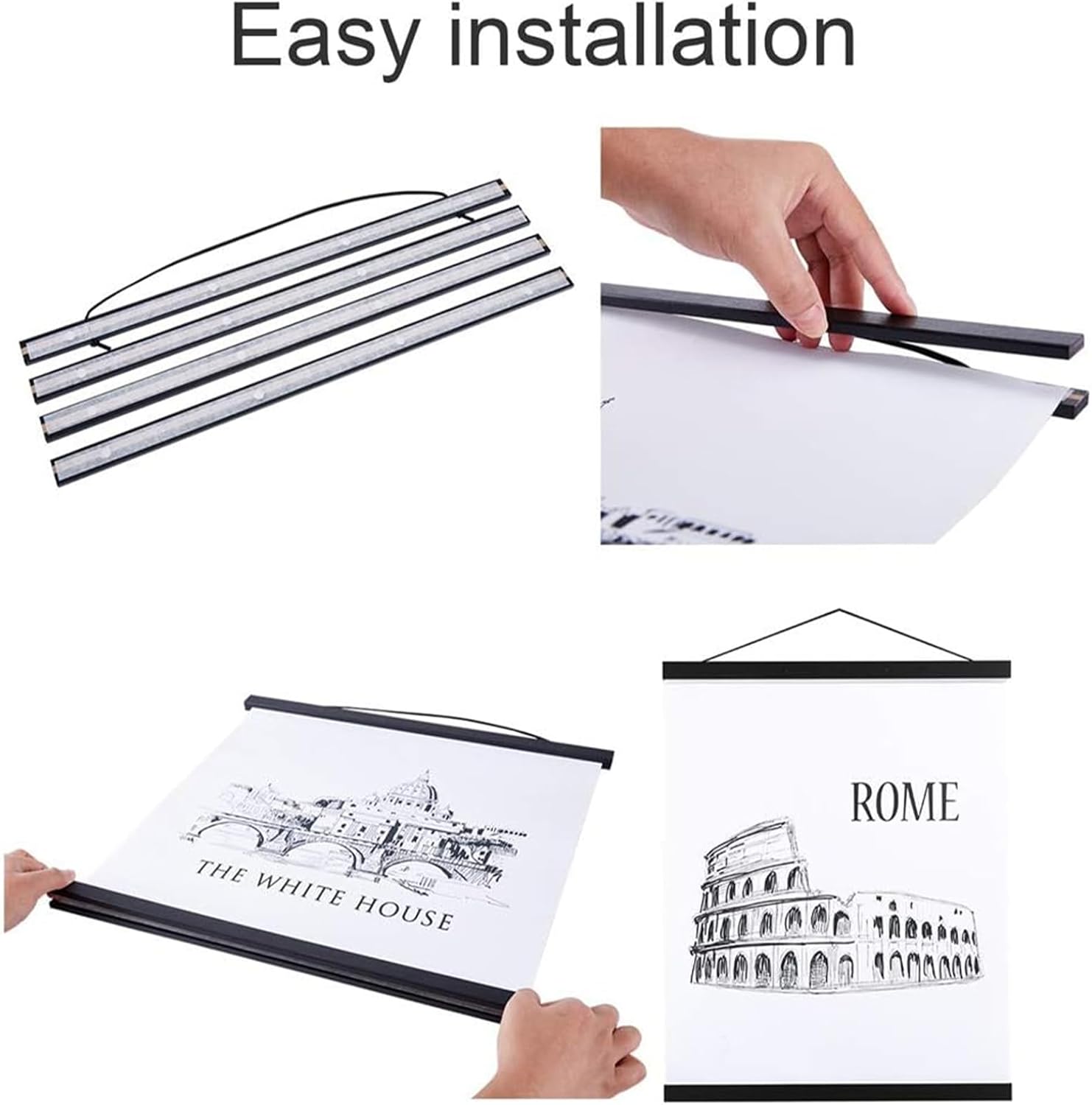 Thumbnail 1 de Ywlake A1 Posterleiste mit Magneten (61 cm, Schwarz) – magnetische Posterschiene für Poster & Bilder