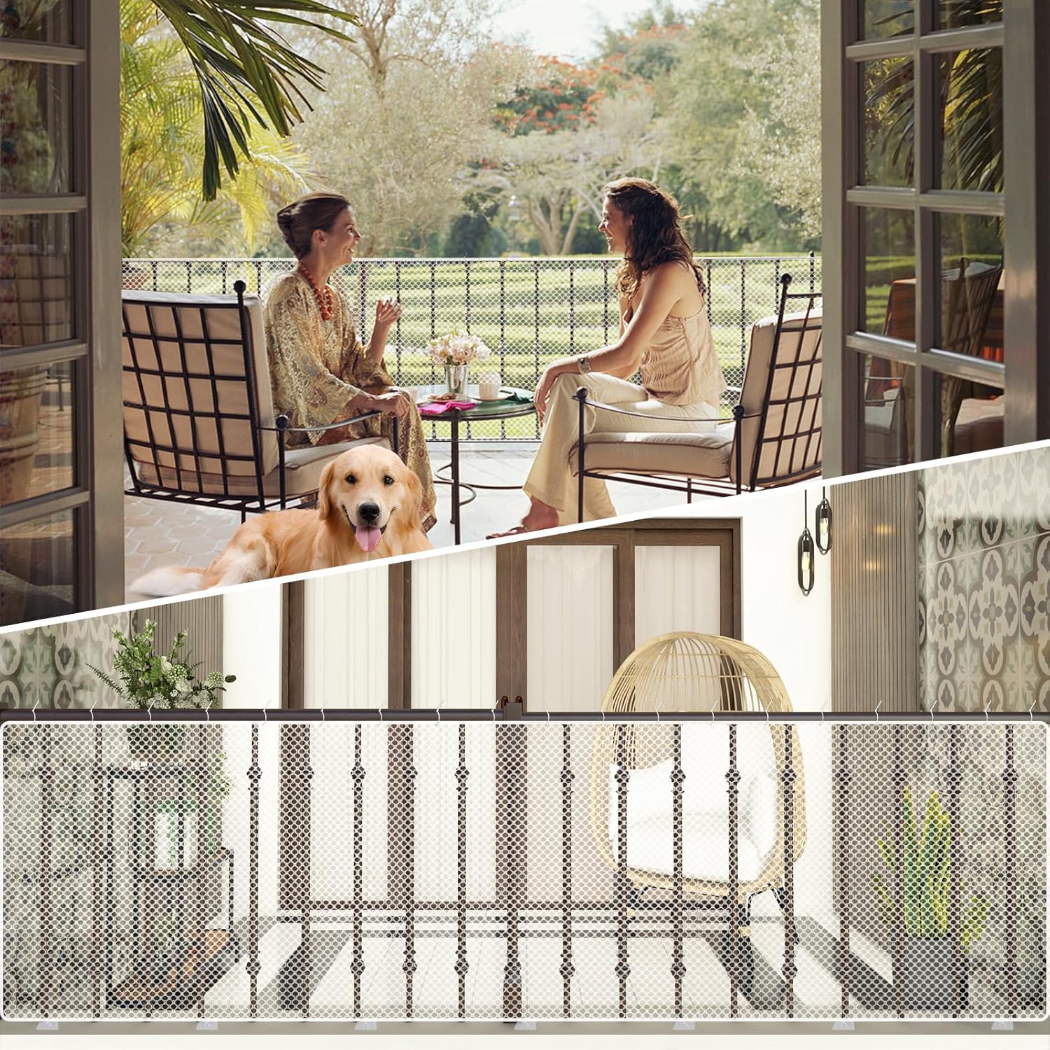 Thumbnail 6 de YIBONIKA Treppen Schutznetz Kinder (3 x 0,9 m), Sicherheitsnetz für Balkon, Geländer & Haustiere – weiß