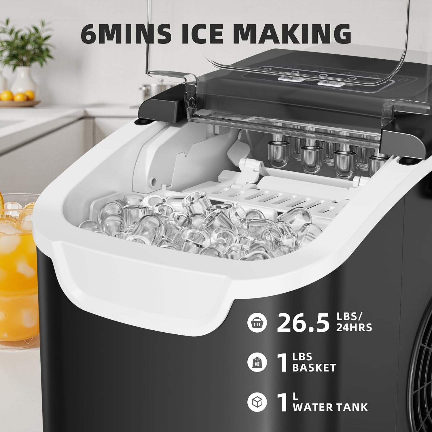 Detalle 2 de Antarctic Star HZB-12/Q Countertop Ice Maker, 2 Ice Sizes and Self-Cleaning