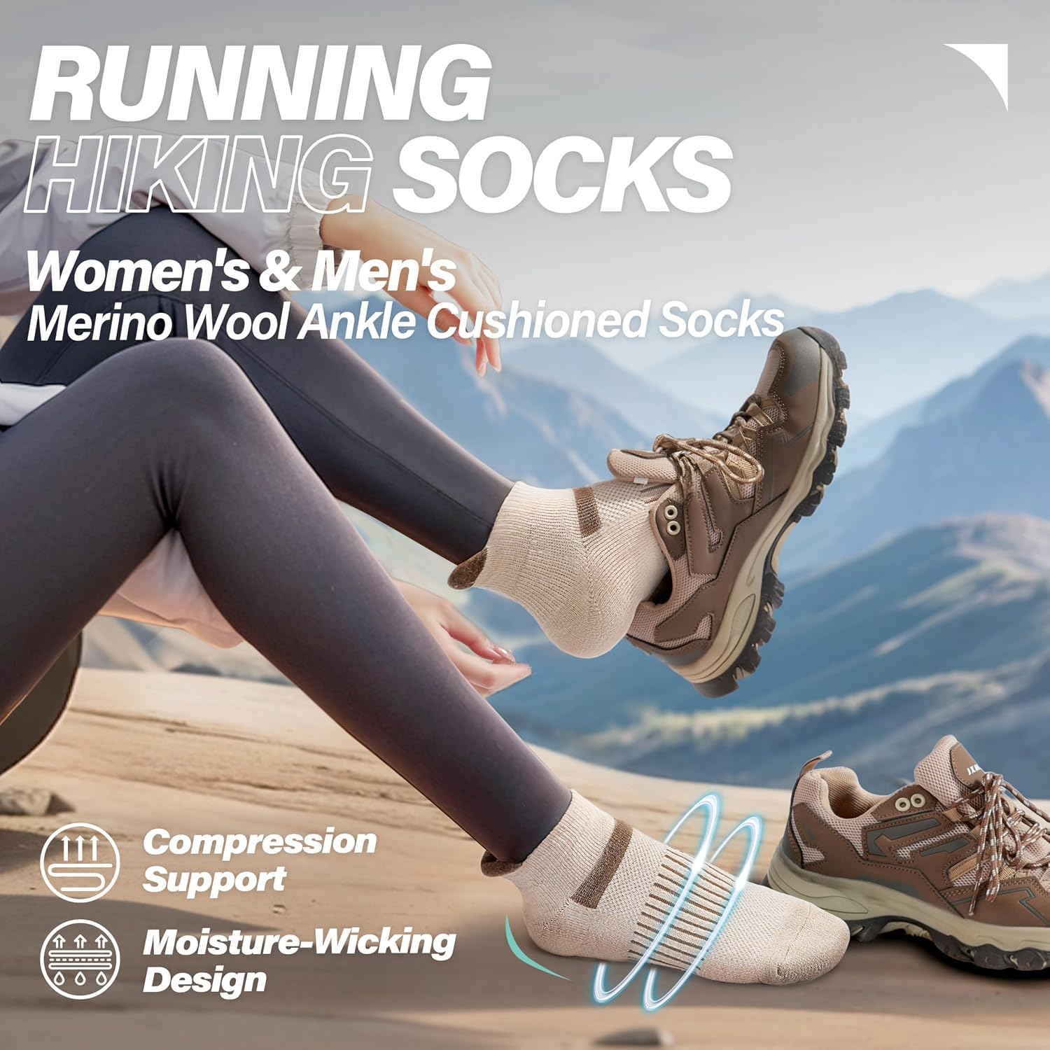 Detalle 2 de Anlisim Merino Wool Ankle Socks, 6 Pairs with Cushioned Soles