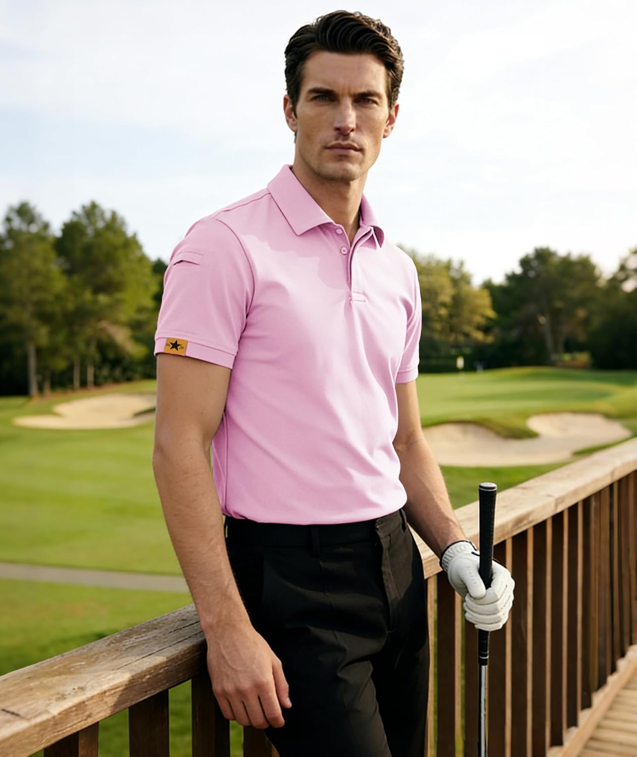 Detalle de JACKETOWN Men Polo Shirt Short Sleeve – Breathable Tennis & Golf Polo