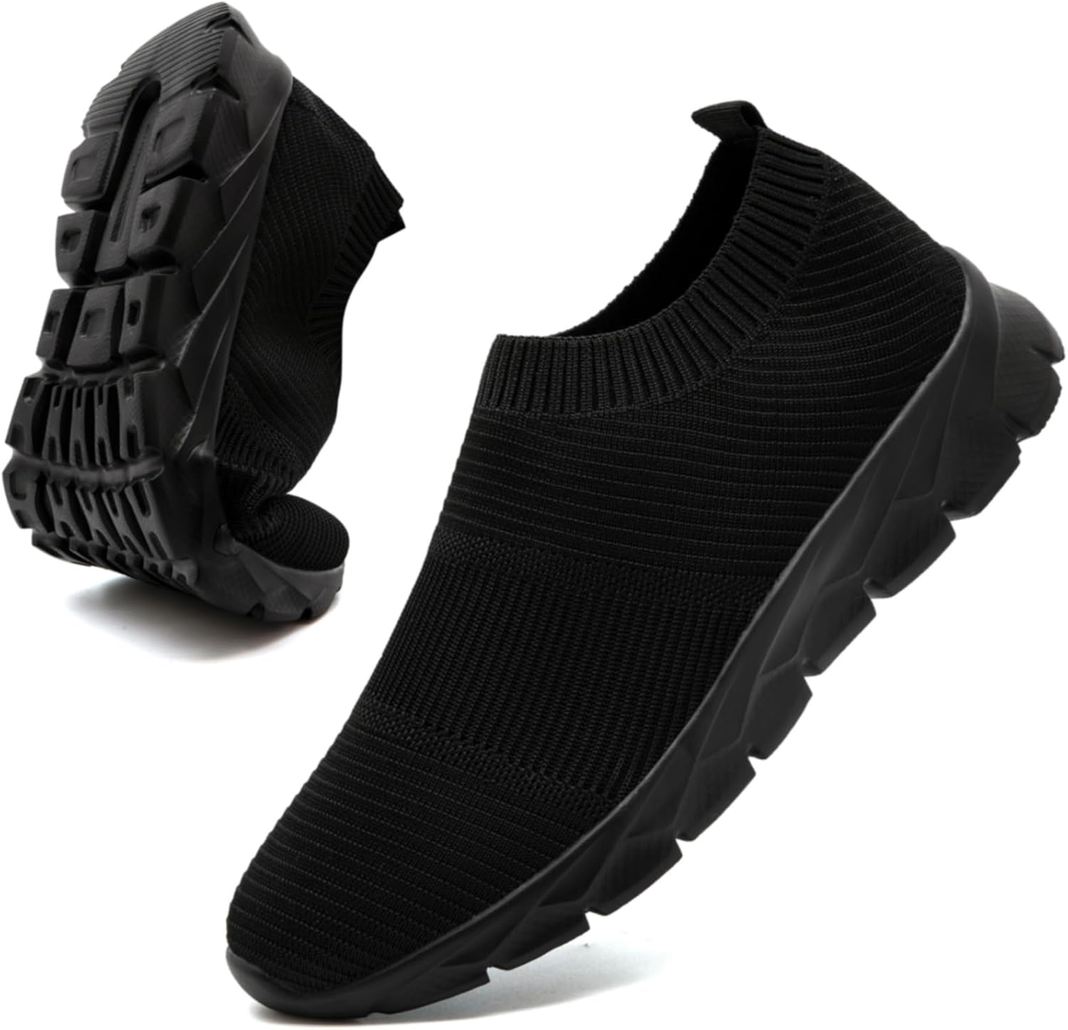 Detalle de Basket Homme Chaussure de Marche Sans Lacets - Sneakers Running Noires Respirantes et Antidérapantes