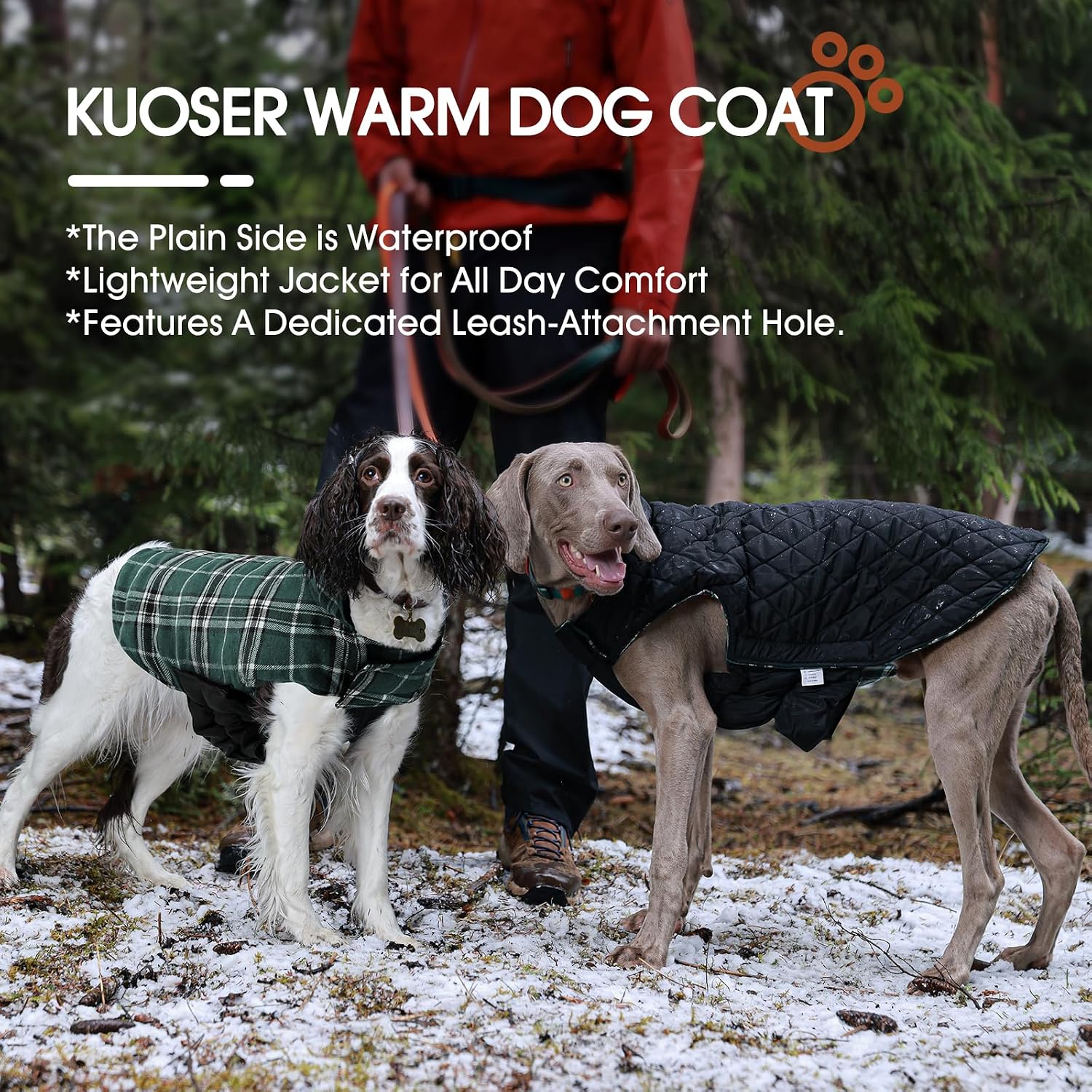 Detalle de Kuoser Kuoser-92972-Green-M Dog Coat, Reversible Fleece-Lined, Water-Resistant