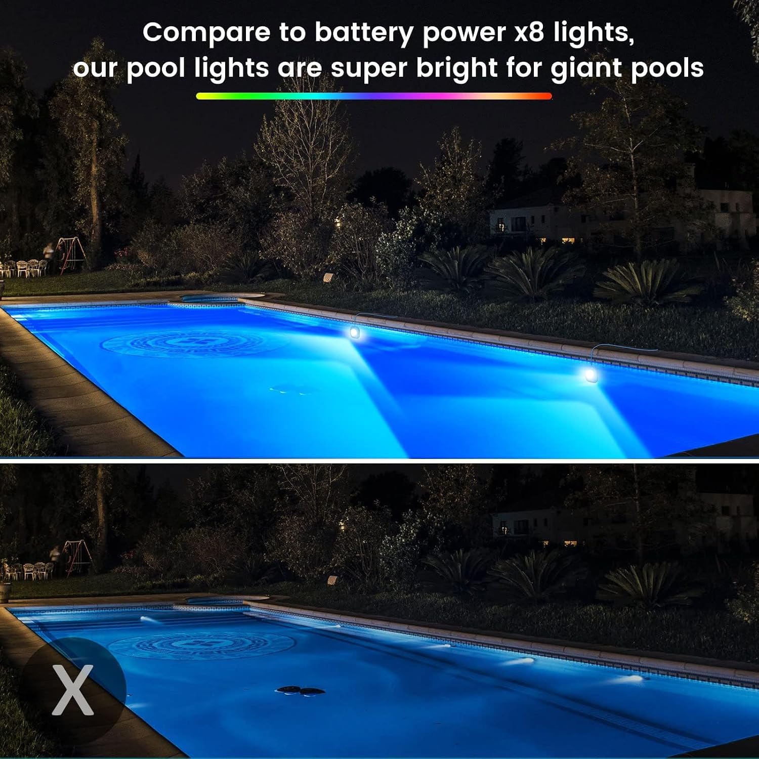 Detalle de LyLmLe 20W Éclairage Piscine LED sans fil : lumière submersible 12V avec APP, contrôle dimmable et fixation magnétique