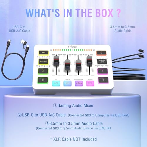 Thumbnail 6 de FIFINE Gaming Audio Mixer: USB/PCIe DJ-style mixeur avec entrée XLR et alimentation fantôme 48V