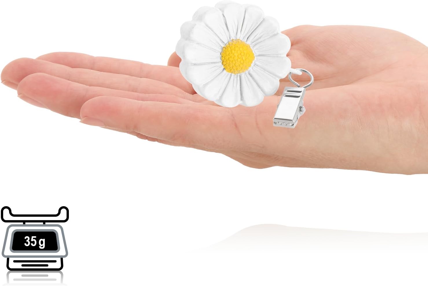 Thumbnail 4 de Com-four Lot de 8 poids de nappe avec clip en forme de fleur (env. 40 g) – résistants aux intempéries