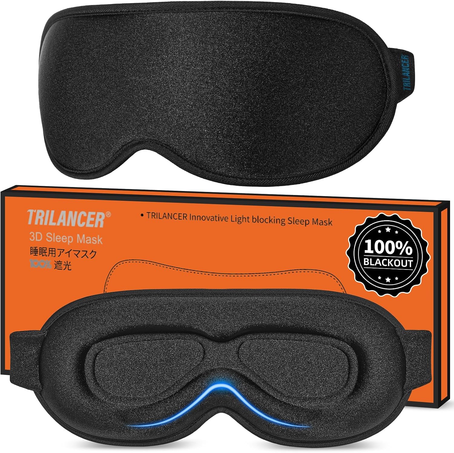Detalle de Trilancer 2026 3D Sleep Mask (99.99% light blocking) – Blackout eye mask for side sleepers, travel & meditation