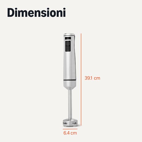 Detalle 1 de Amazon Basics Frullatore a immersione da 1000 W, multivelocità, argento