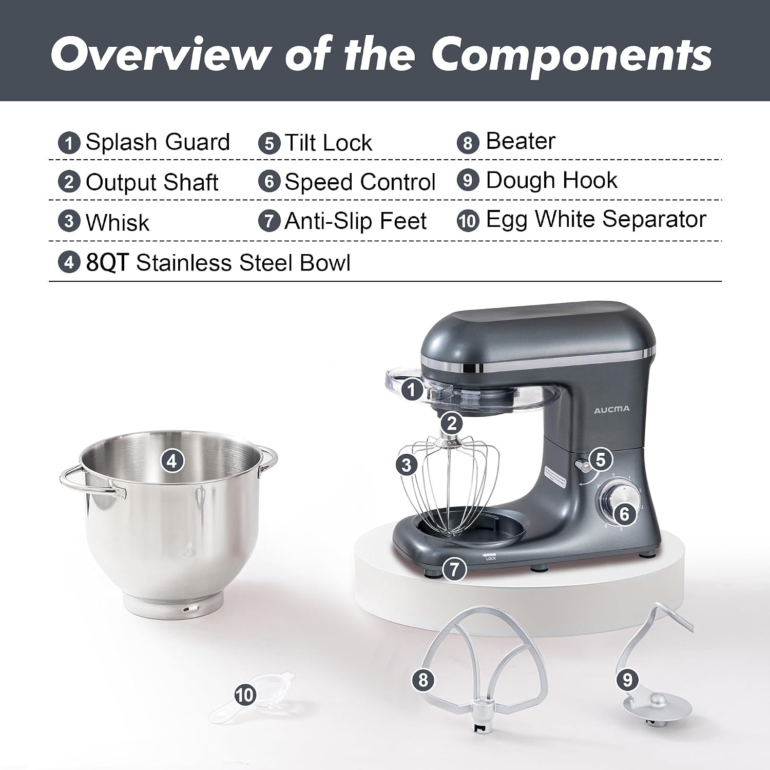 Thumbnail 1 de Aucma Stand Mixer 8QT