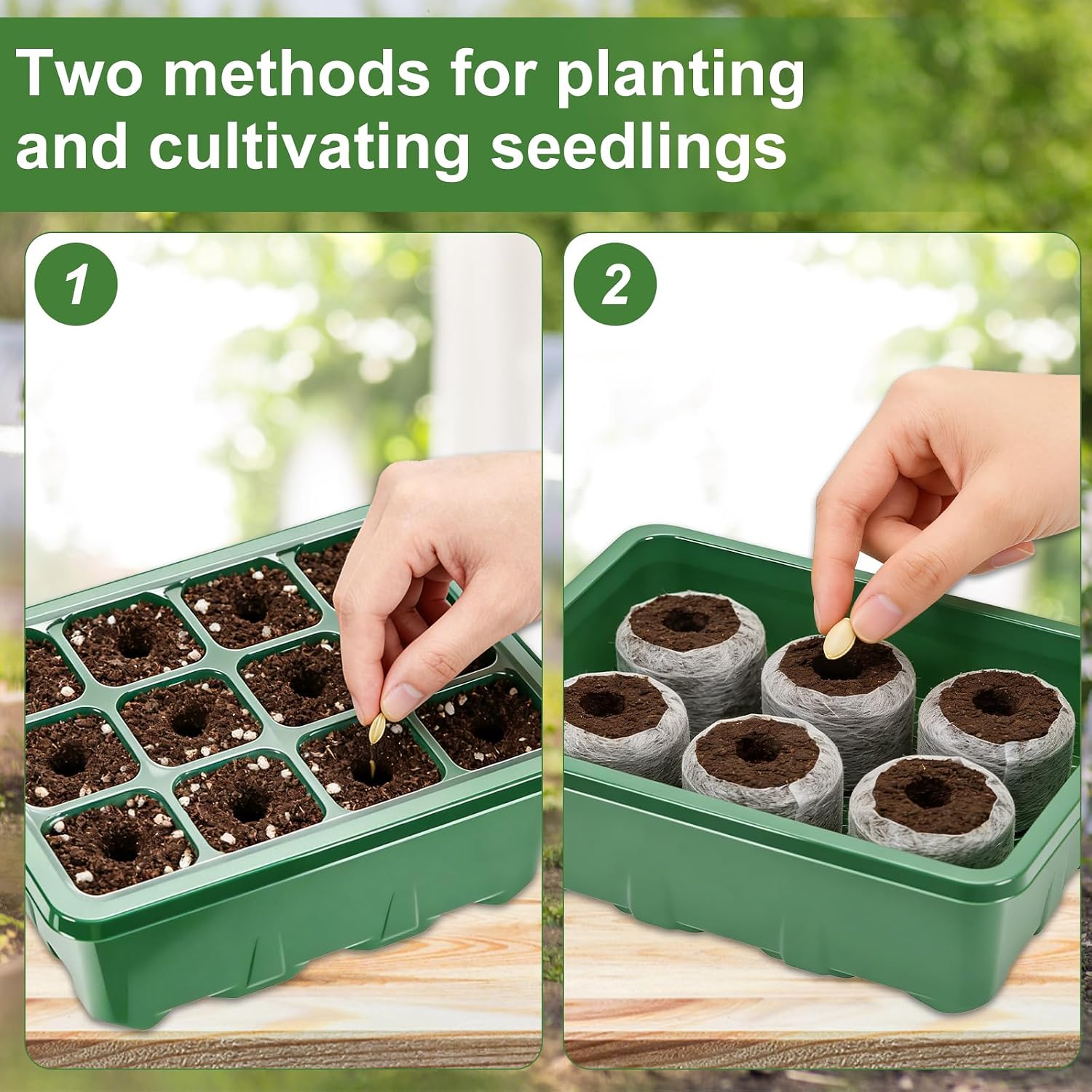 Detalle de Lychee Seed Trays, 10 Pack 120 Cells Propagator with Lidded/Rotatable Vent Design for Greenhouse & Gardens