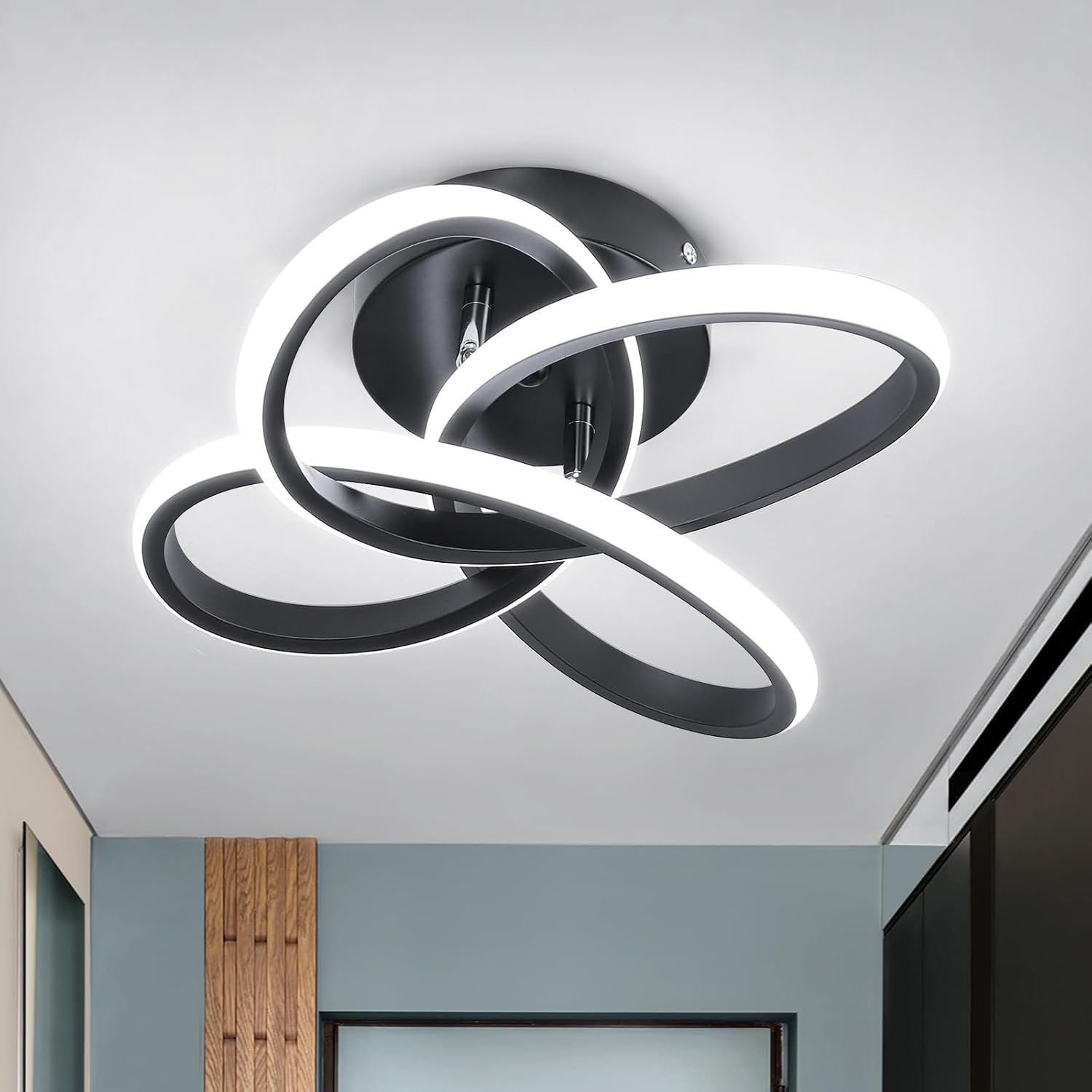 Detalle de Black 30cm LED ceiling light, 26W 6000K