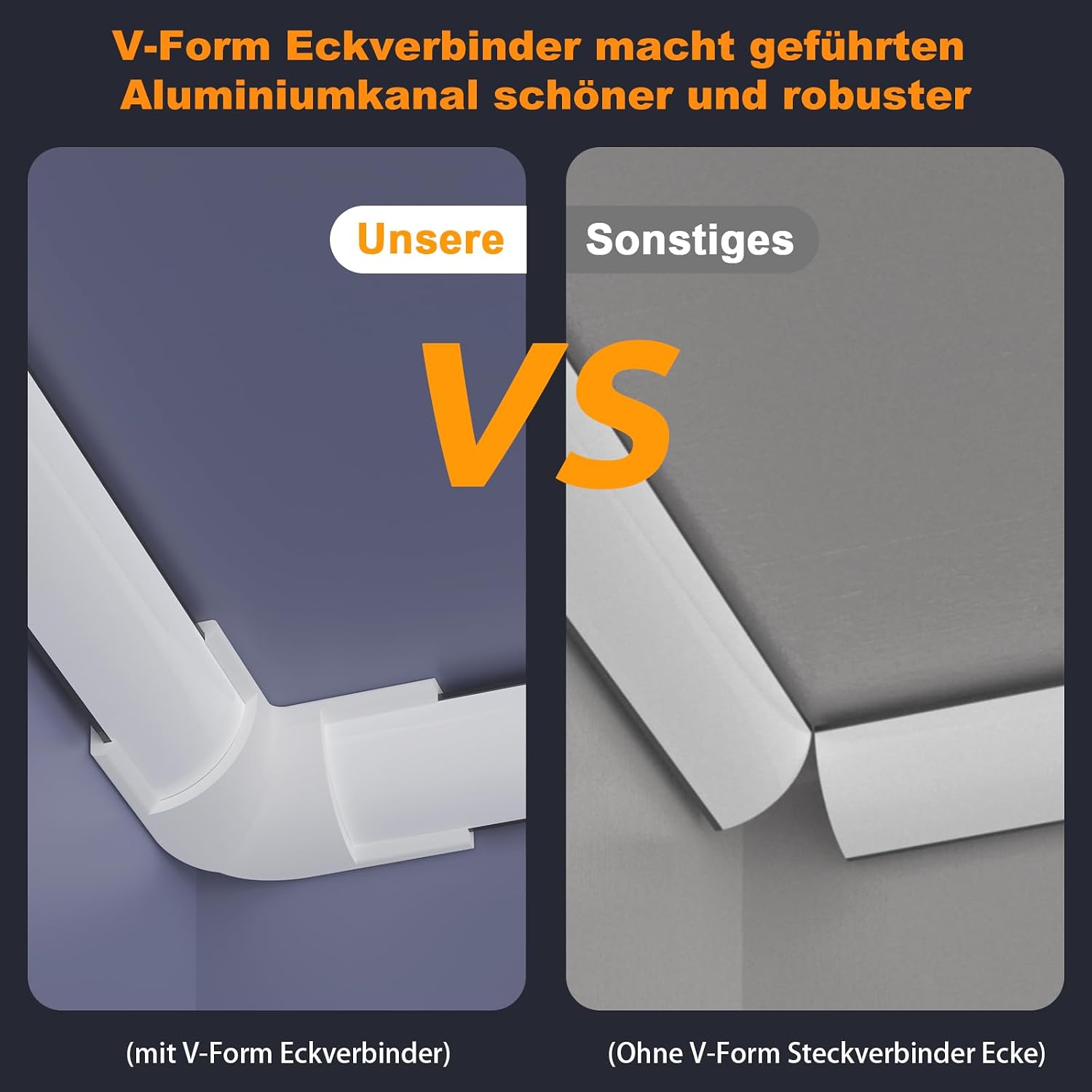 Detalle de Chesbung 20 x 1 m Schwarz – V-förmiges LED Aluminium Profil mit milchiger Abdeckung für 12 mm LED-Streifen