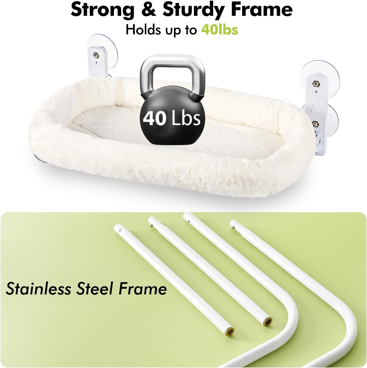 Thumbnail 5 de AMOSIJOY Cordless Cat Window Perch: 360° Window Hammock with Stainless Steel Frame